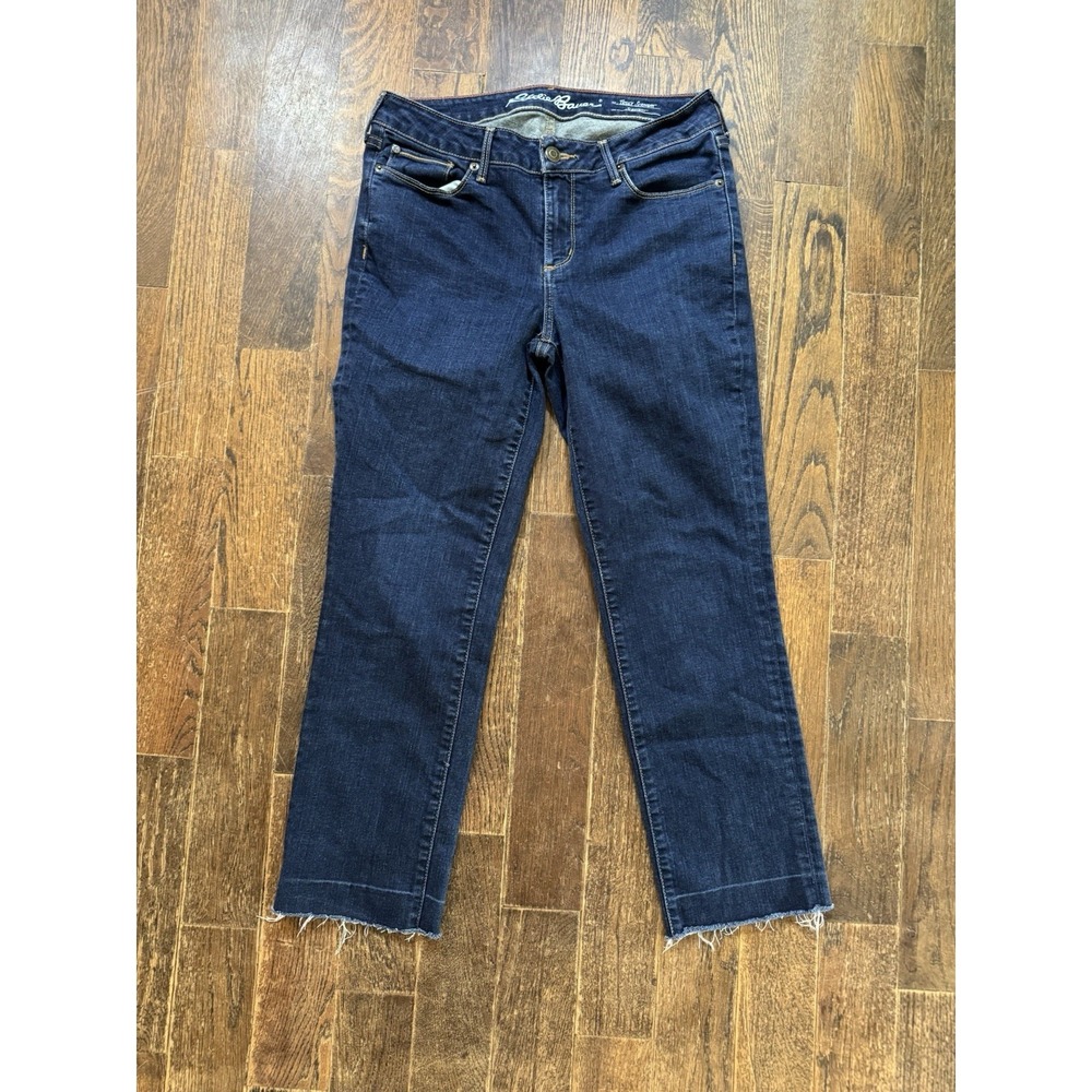 Eddie Bauer Truly Straight Leg Jeans Women's Size 6 Stretch Raw Hem